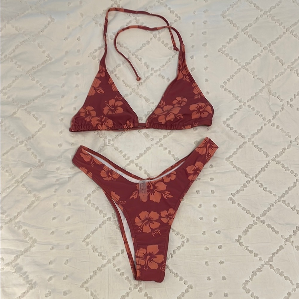 Floral Bikini Set in tan brown new large